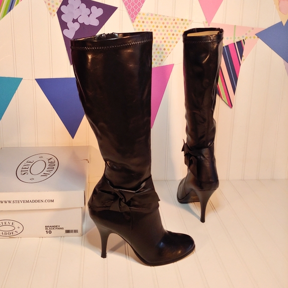 Steve Madden Brandey Black Paris Heeled Boots size 10 - Picture 7 of 16